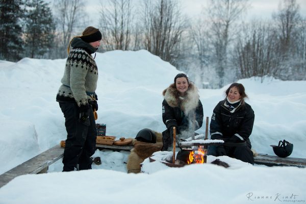 Lunch by the fire in Lapland